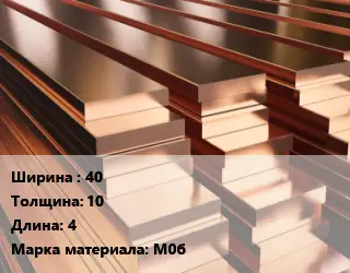 Полоса шина медная 40х10 L=4 Марка: М0б